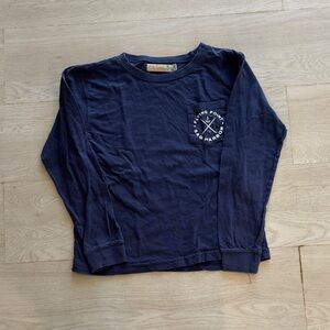 Vintage Havana Navy Long-Sleeve Kids Tee with Chest Logo